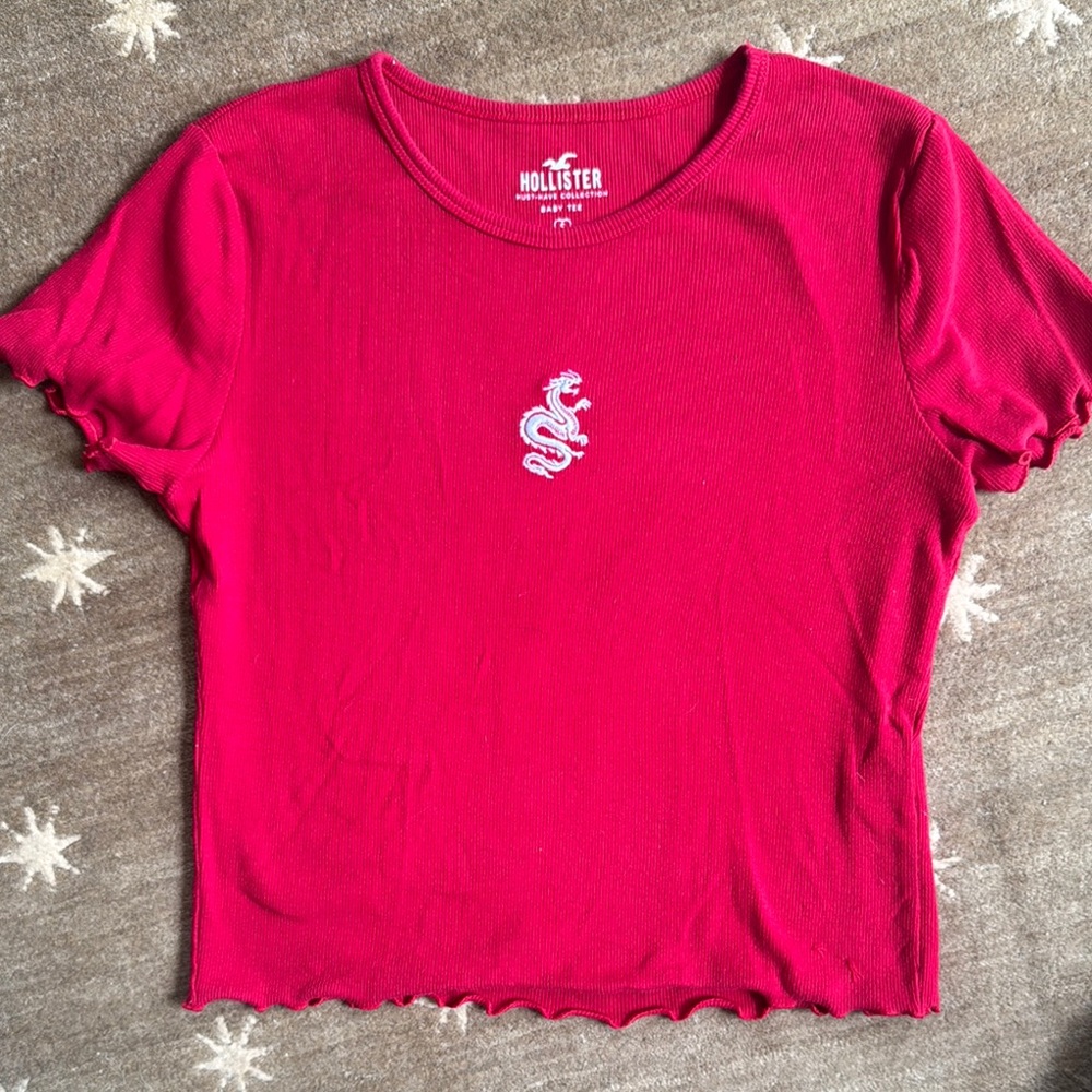 Hollister Pink Cropped Fitted T-Shirt